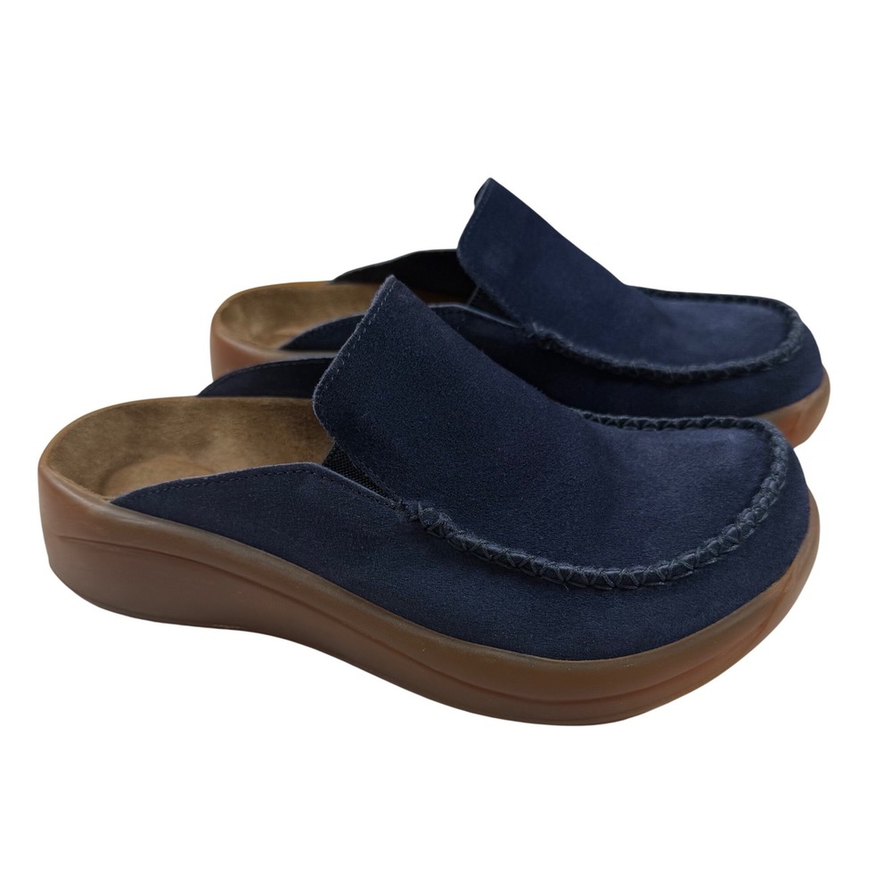 Tatami by Birkenstock‎ Navy Blue Suede Moc Toe Clogs Mules EU37 US 6-6.5 Slip On